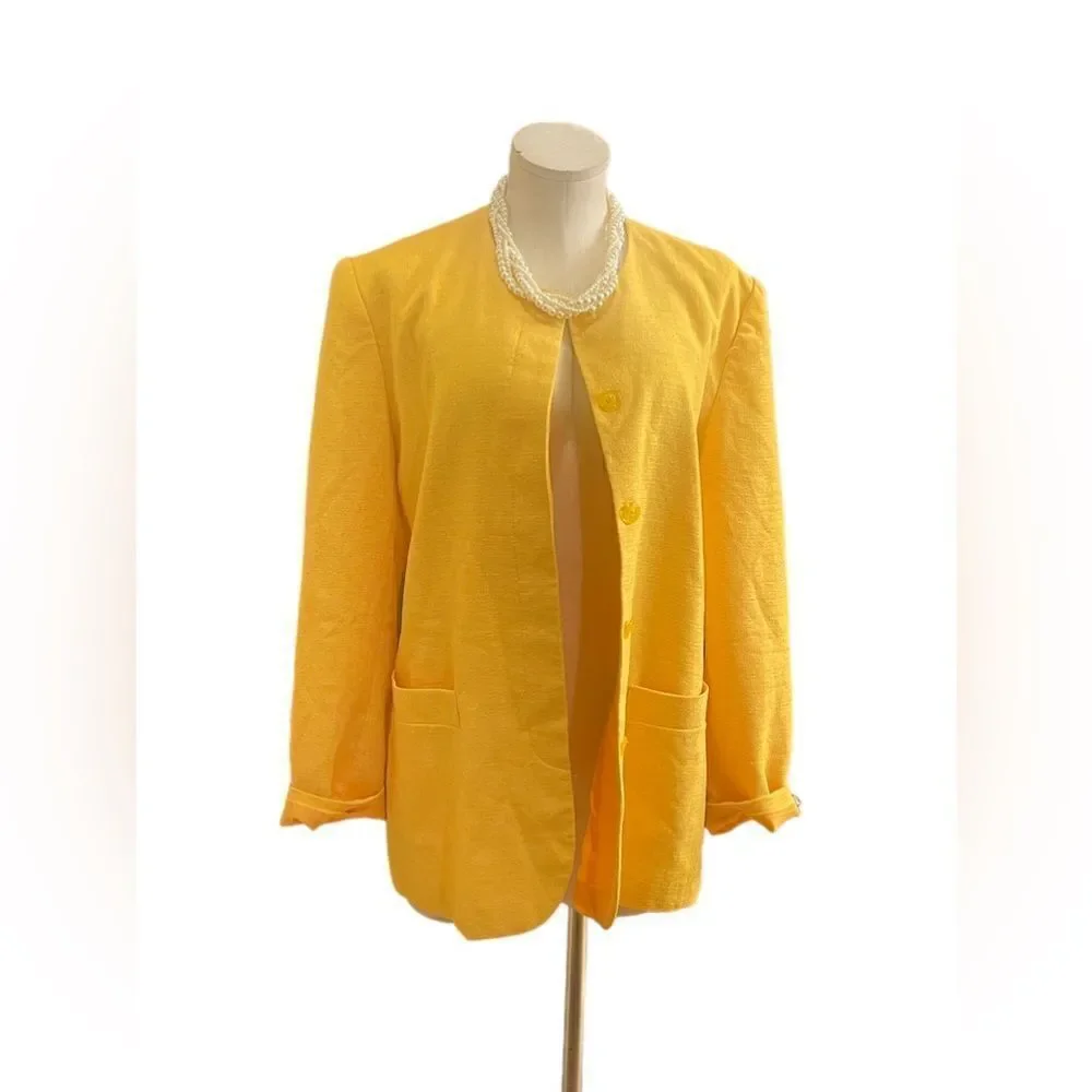Chic Vintage Yellow Boyfriend Fit Blazer by Morgan Miller A Statement Piece